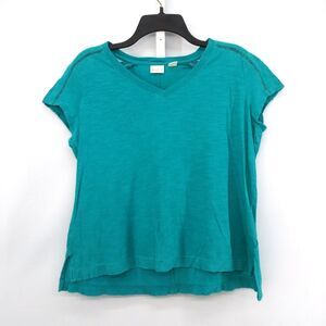 Westbound Shirt Womens Size PL Blue Green V-Neck Cap Sleeve Pullover Top